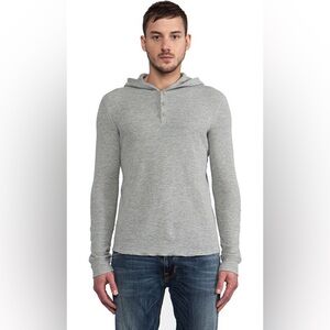 (R3) Vince Men's Hoodie Sweatshirt siz M grey Regular fit 3 buttons Long sleeves